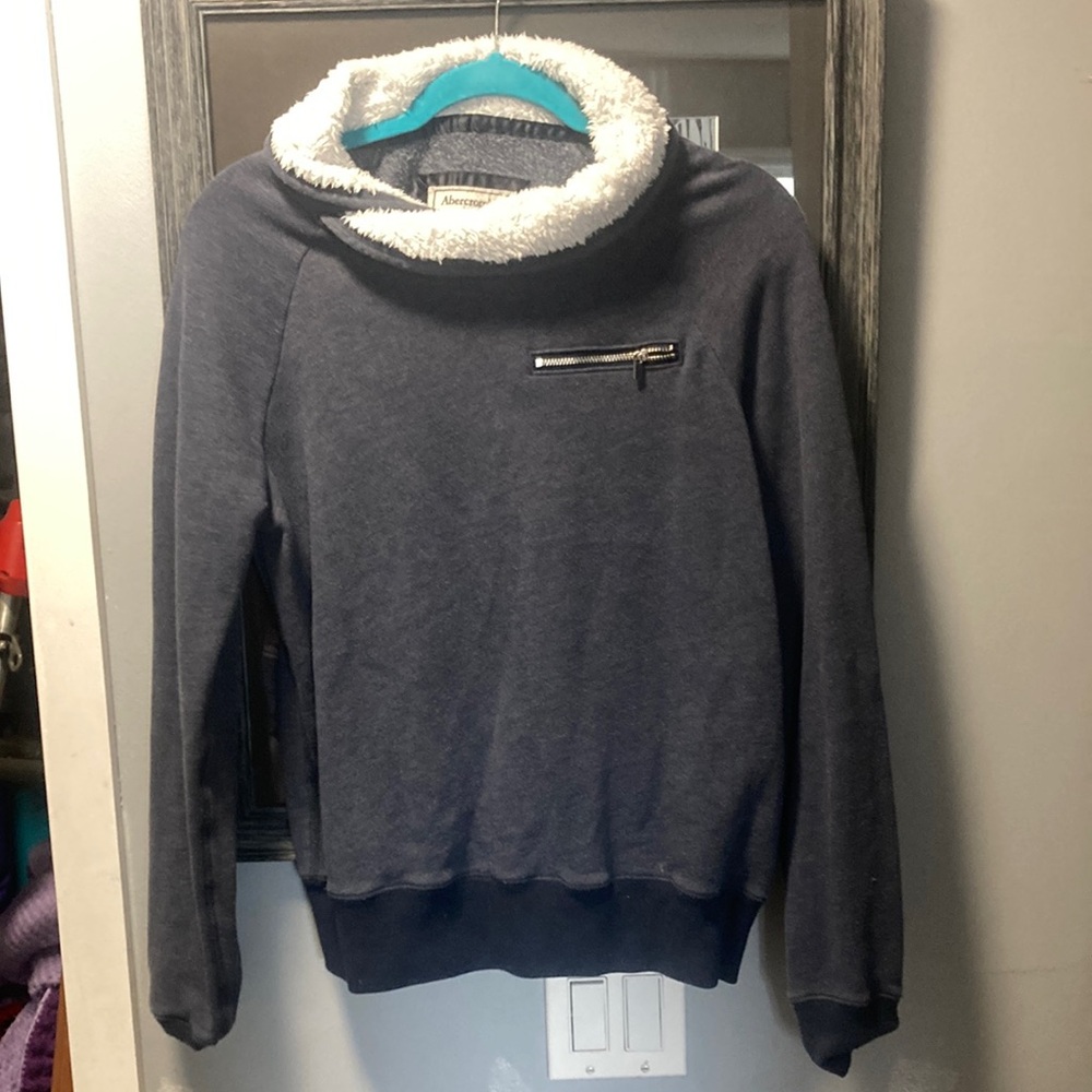 Abercrombie & Fitch Cowl Neck Sweater in Blue and White